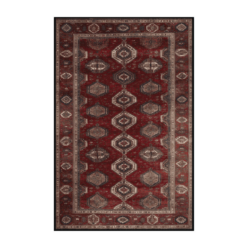 Machine Washable Persian Black Area Rug, Rectangle 2' x 3'