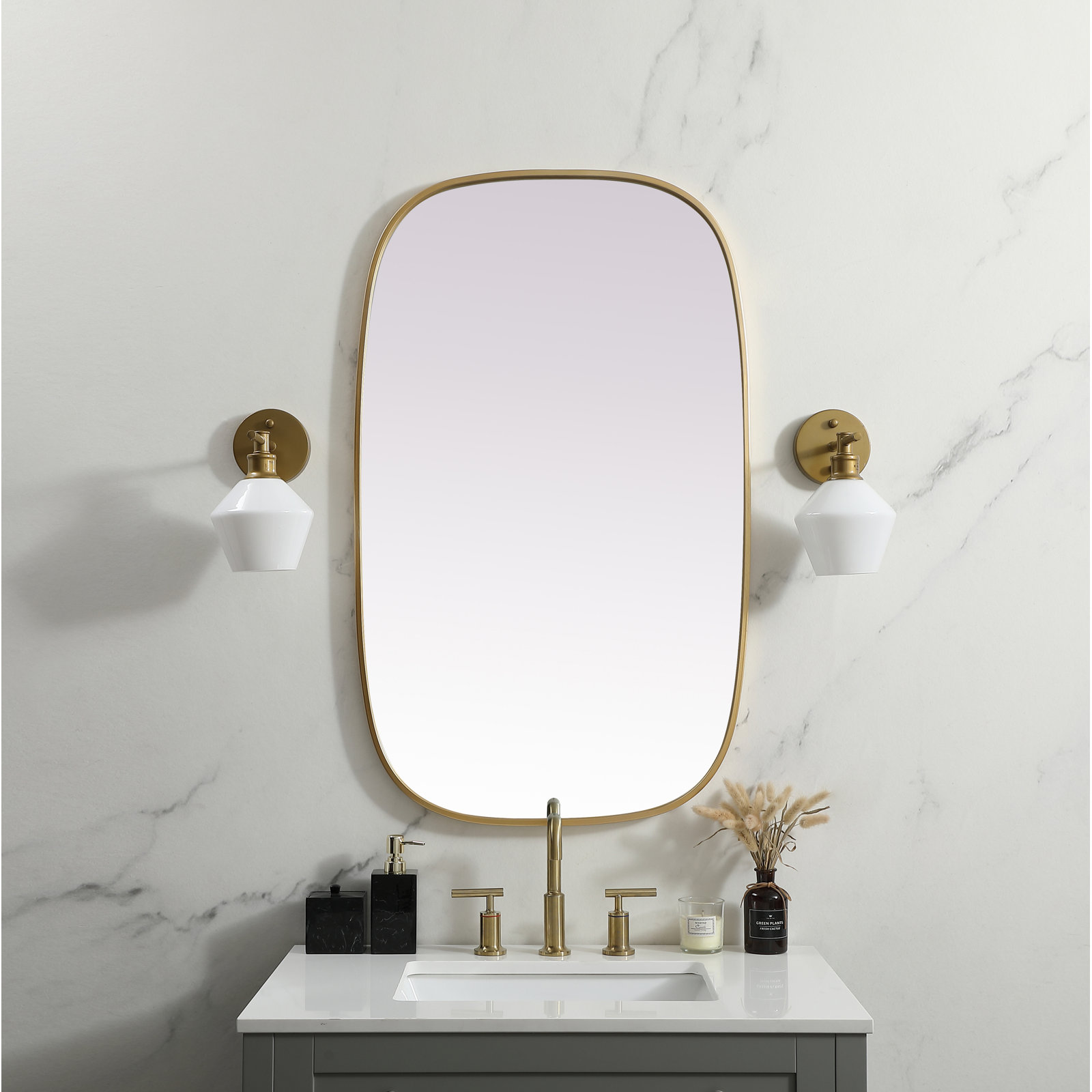Sabine 30" Accent Mirror, Brass, 40" x 24"