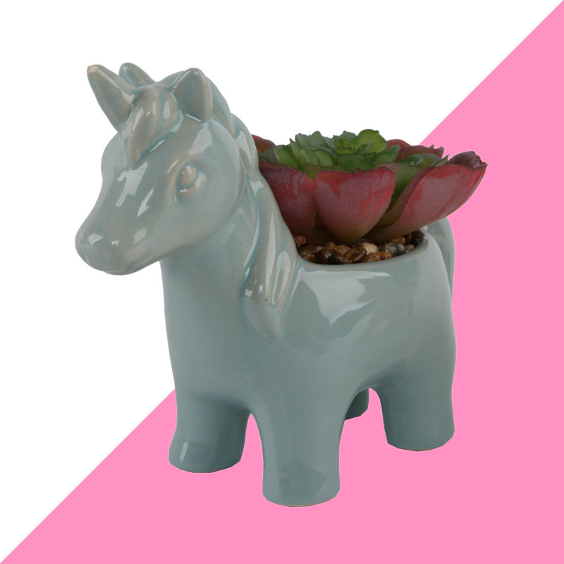 Plante grasse artificielle en pot 2 po, Bleu sarcelle