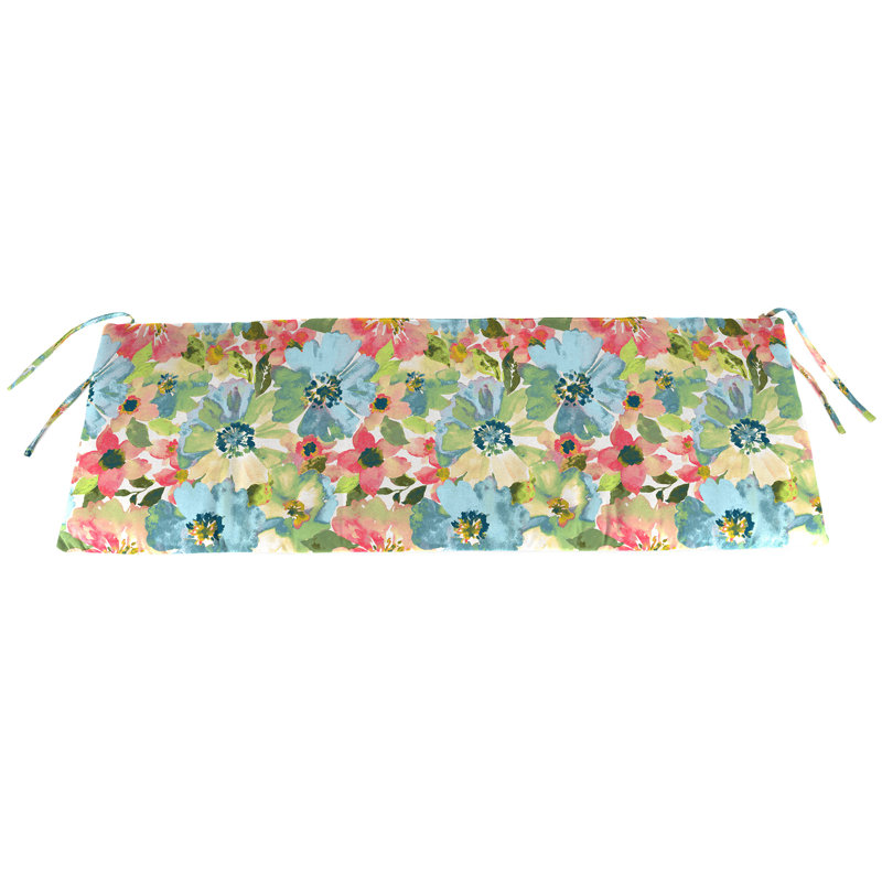 Outdoor Bench Cushion with Ties, Forest Green, 48" W x 19.5" D