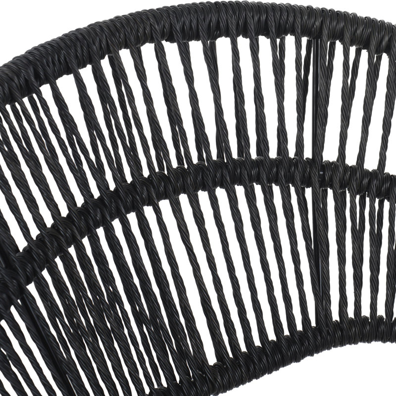 Chaise de patio en osier avec coussins (ensemble de 2), Coussin gris / cadre noir