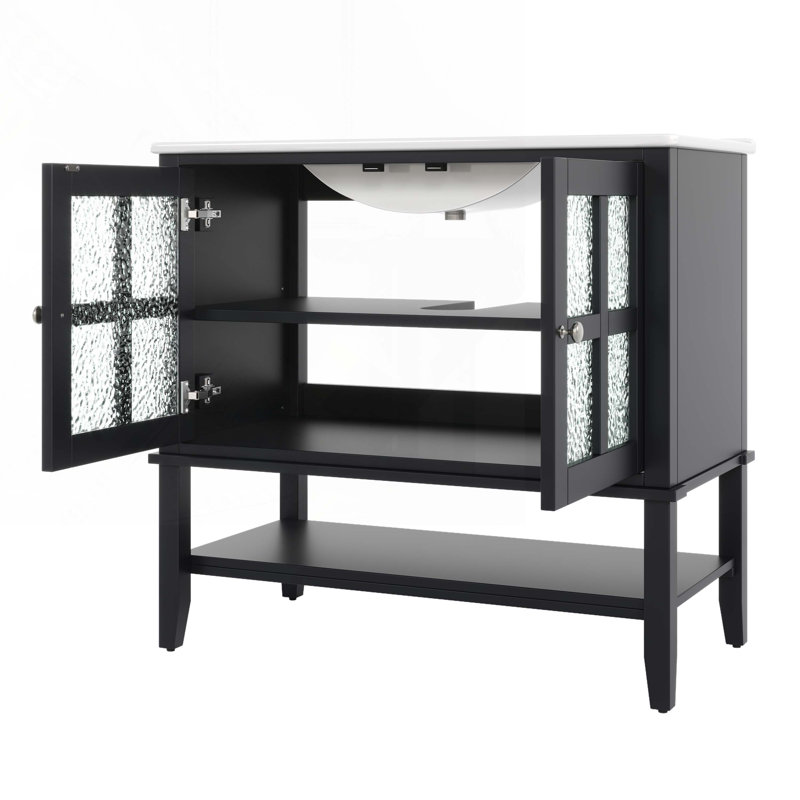 Bathroom Vanity with Ceramic Sink, Black