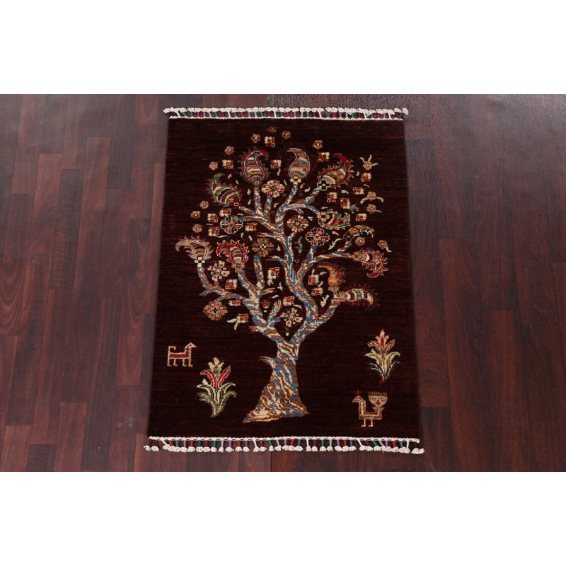 Tapis fabriqué à la main brun clair 3x4