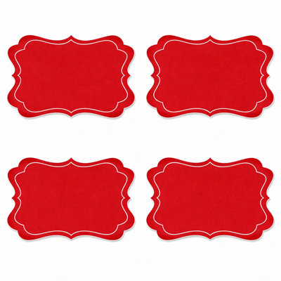 Ensemble de 4 napperons rouges festonnés 11 po x 17 po