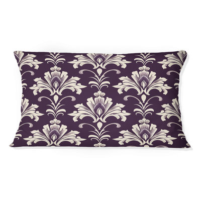 Coussin lombaire mauve beige damassé Elegance II