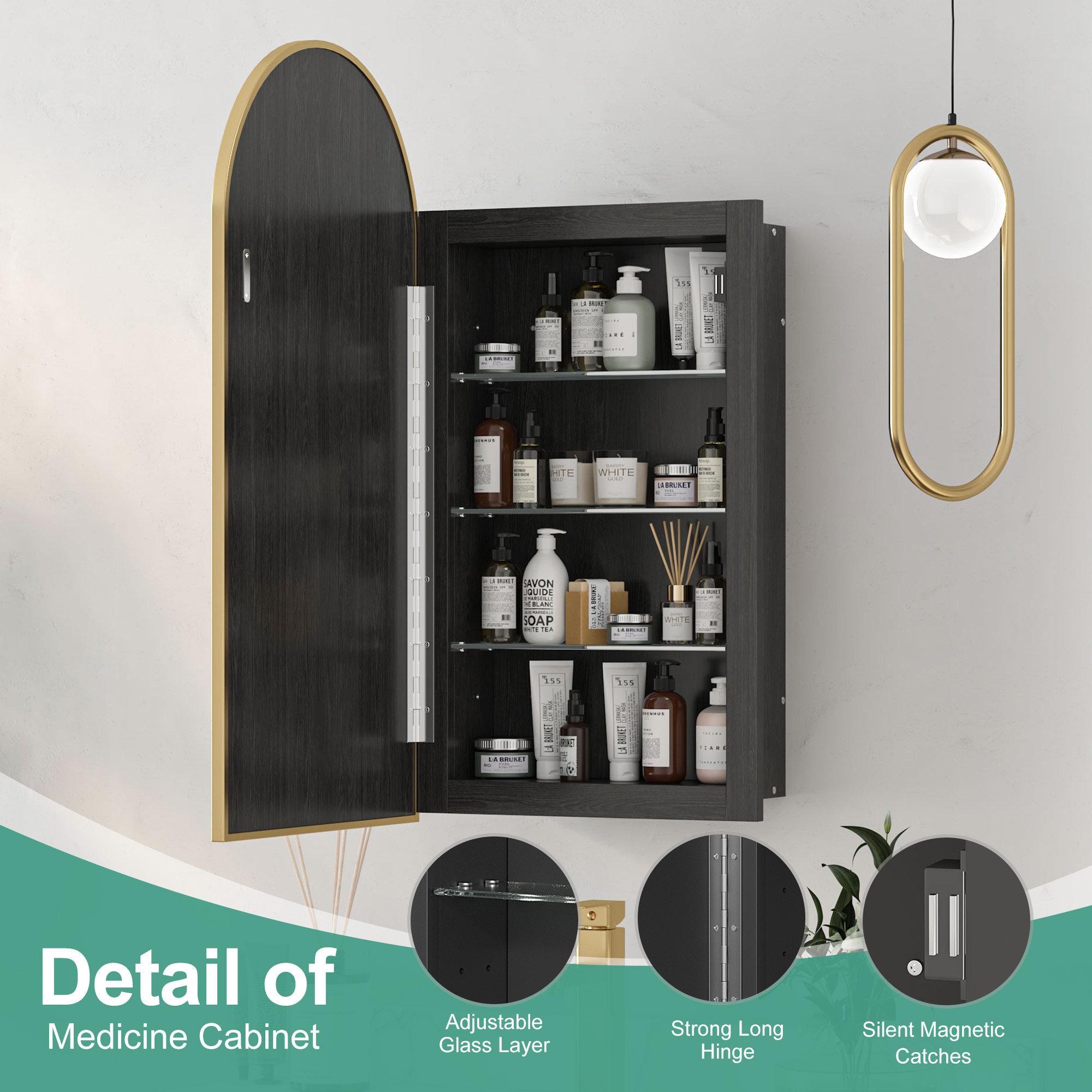 Poulton Medicine Cabinet, 31.5" H x 15.7" W x 4.5" D, Brushed Bronze