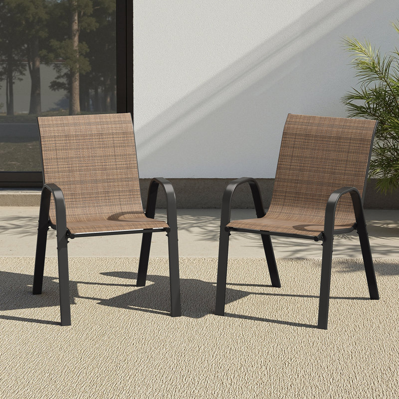 Chaise de patio empilable, Brun