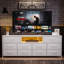 Meuble télé de 62,5 po avec éclairage à DEL, station de recharge et rangement à 10 tiroirs - Console multimédia multifonctionnelle moderne pour le salon et la chambre à coucher-835619572-835619574