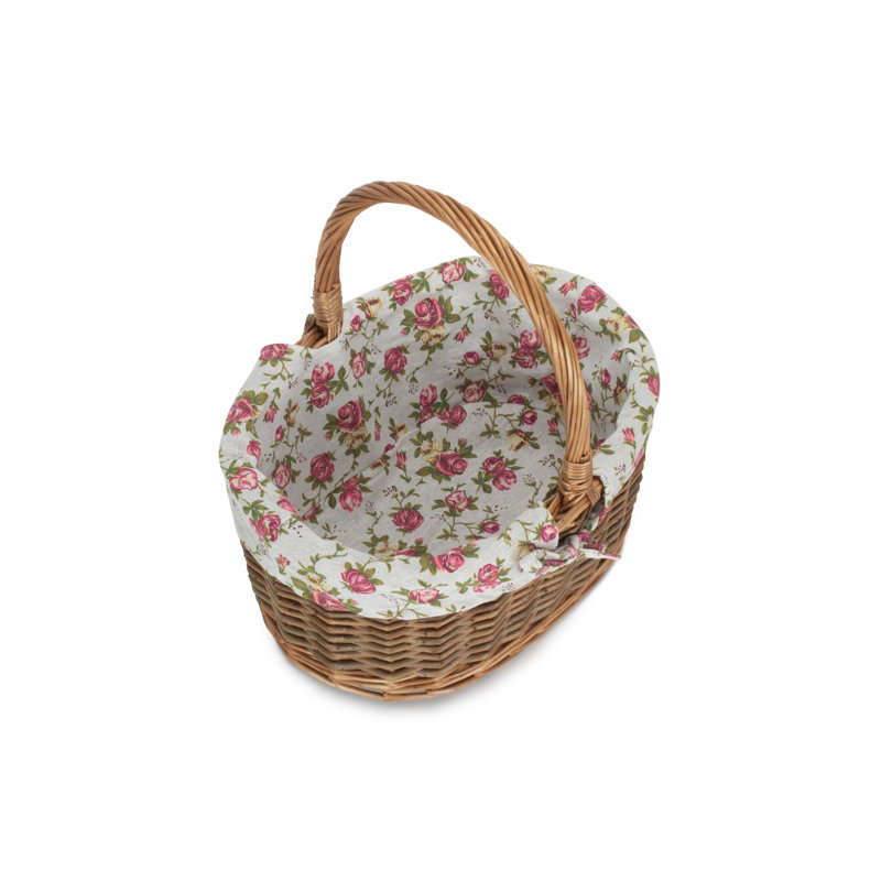 Lily Manor Wicker Unpeeled Willow Shopper Basket with Lining, 38cm H x 37cm W x 30cm D