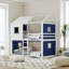 Lit simple superposé en bois avec tente, rose et blanc-1549715929-1549715930