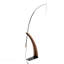 Lampe sur pied Mid-Century moderne en bois de noyer et métal noir avec abat-jour en lin blanc par Lumisource