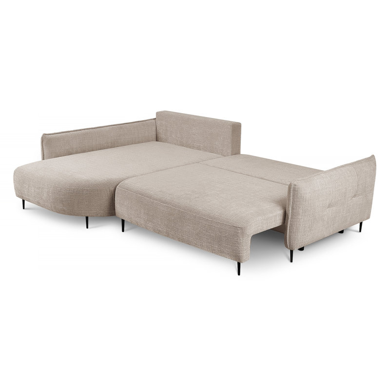 Bairo 3 Seater Fabric Reclining Sofa & Chaise, Beige, Left Hand Facing