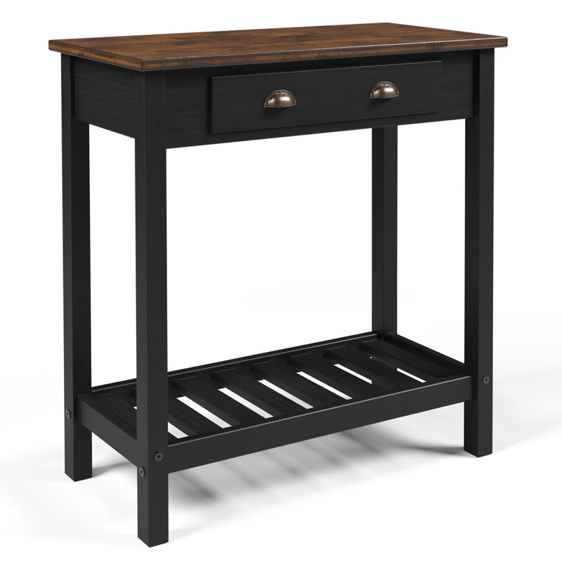 Console de hall d'entrée en bois 1 tiroir Delja | August Grove®, H 33,07 po x l 31,5 po x P 13,78 po, Noir, noir, noir, noir