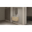 Meuble-lavabo mural durable avec lavabo en céramique et portes à fermeture en douceur, finition chêne, fabrication en contreplaqué-126233288