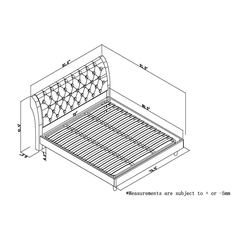 Upholstered Platform Bed, King