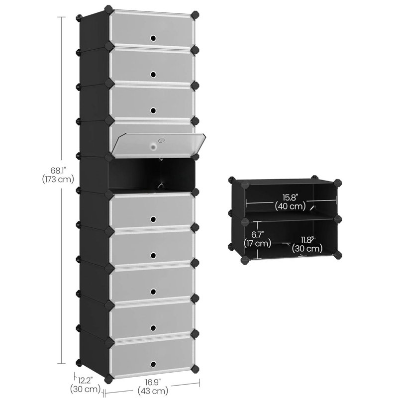 20 Pair Shoe Storage Cabinet, Black