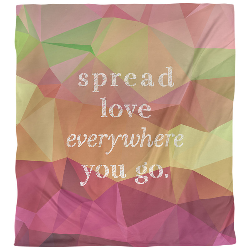Housse de couette simple spread love quot, Housse de couette pour grand lit, Rose / Orange