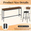 Ensemble de table de bar et de chaises pour 3, ensemble de table de salle à manger industriel 4 pièces avec 3 tabourets de bar rembourrés en polyuréthane, ensemble de table de bar pour la cuisine, la salle à manger, le salon, le bar, le café, le coin petit espace, brun rustique
