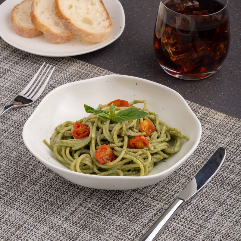 Assiette plate en porcelaine profonde | Forme inégale, Crème, 7.48"