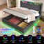 Upholstered 4Ft6 Ottoman Bed Frame With 360 Surround Led Function With Charging Function Hydraulic Storage Bed Frame With Large Storage Space  (No Mattress)-552866260-543822484
