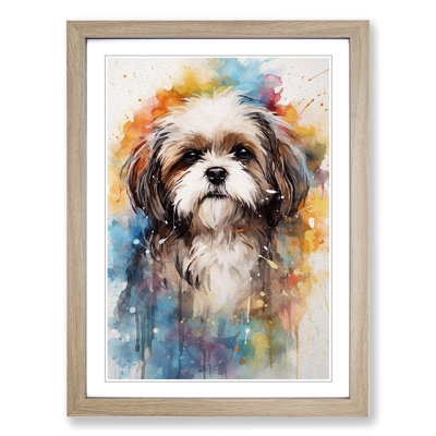 Shih Tzu Action - Single Picture Frame Print on Wood