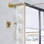 Système de douche thermostatique numérique brossé or avec pomme de douche à pluie murale, douchette à main et garniture de valve en laiton cUPC-132212802
