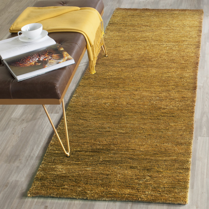 Tapis en jute / coton tissé à plat à la main Ferrera, Tapis de couloir 2 pi 6 po x 12 pi
