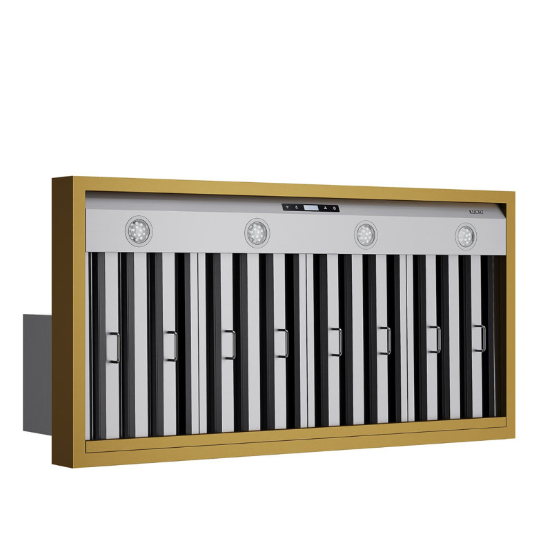 48 in. 800 CFM Wall Mounted Range Hood with Gold Accents, Stainless Steel