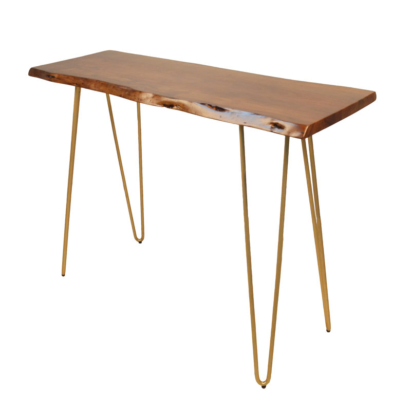101.6cm Solid Wood Top Console Table, Elm/Gold