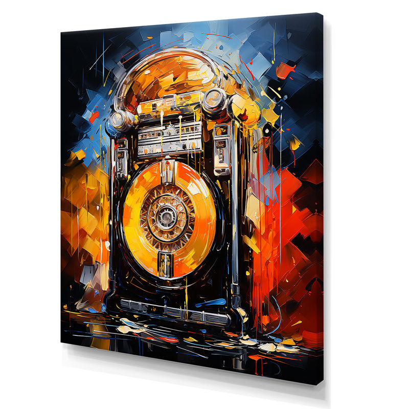 Jukebox Machine Neon Grooves 4 - Jukeboxes, art mural, H 32 po x l 24 po x P 1 po, Toile tendue