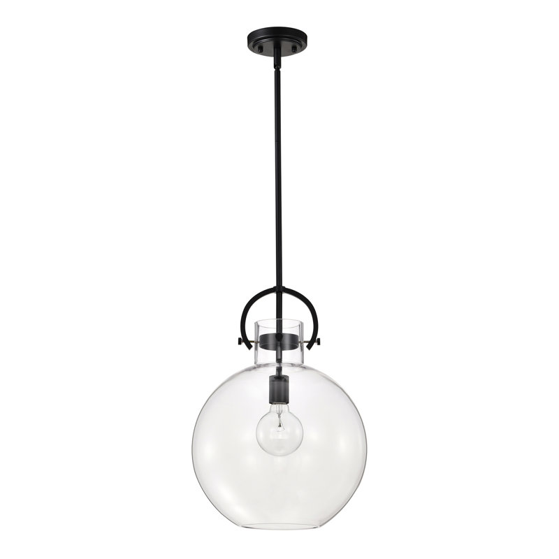 Dawson 1-Light Dimmable Glass Globe Pendant, Matte Black