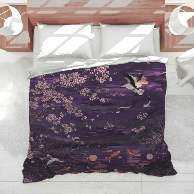 Édredon Cheroi Blossom Cranes Koi, Lit simple