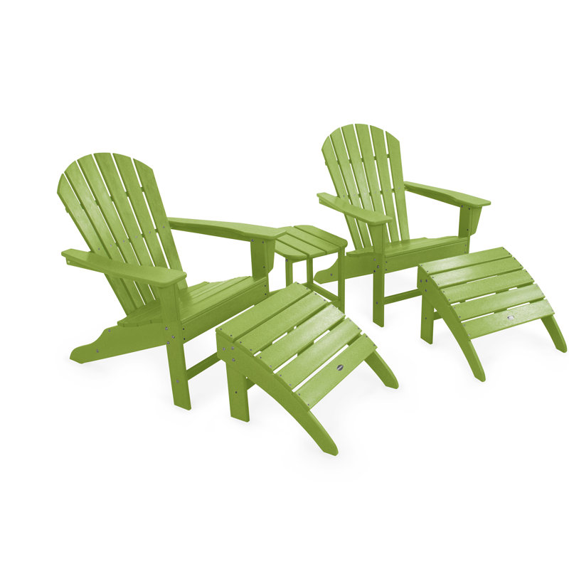 POLYWOOD South Beach Adirondack 5-Piece Set, Lime