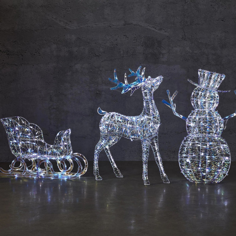 Pre-Lit LED Iridescent Snowman Lighted Display