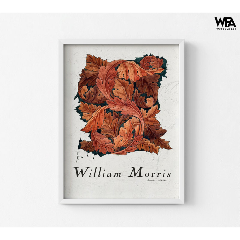 «Acanthus» par William Morris, impression de grand motif de William Morris, affiche encadrée, décoration murale rouge, art mural rétro