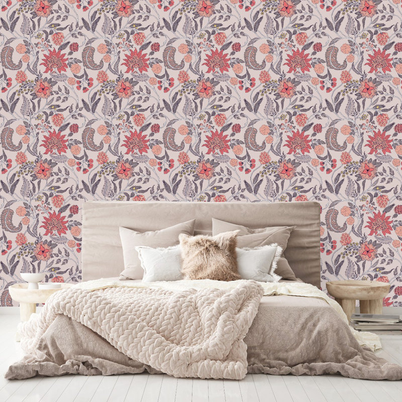 Panneau de papier peint adhésif floral L 10,4 pi x l 25 po