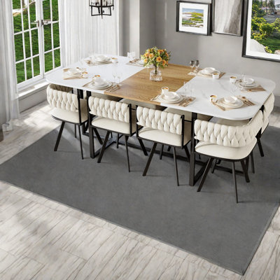 Elegant Dining Table Sets With Marble Wood Design, Perfect For Family Gatherings
