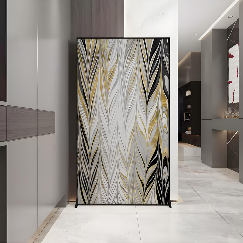 Écran moderne noir et or, H 70,87 po x l 47,24 po x P 1,57 po