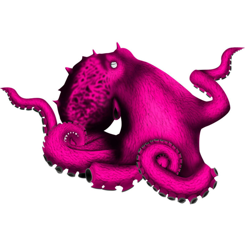 Décalcomanie murale vinyle autocollants tentacules de pieuvre océan, H 18 po x l 27 po, Rose vif