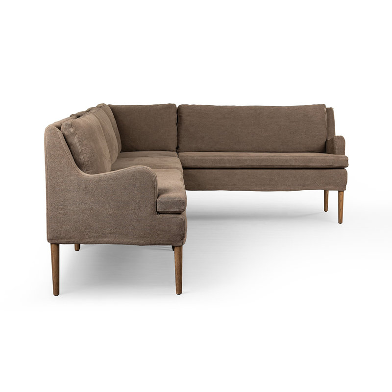 Aurelia Modular 3-Piece Slipcover Sectional, Right Hand Facing, Broadway Coffee Linen, 34.5" H x 99" W x 76" D