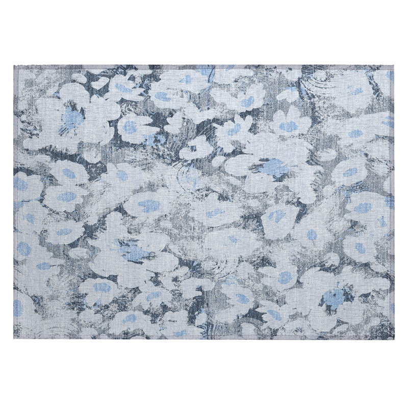 Tapis extérieur lavable antidérapant bleu denim 2 pi x 3 pi