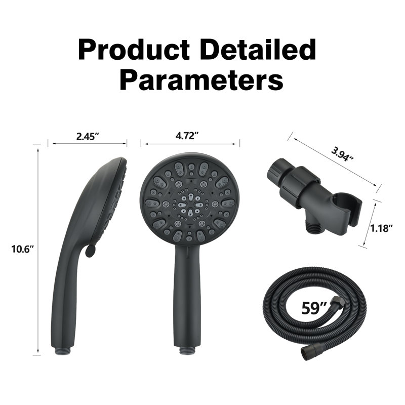 Full/Standard Handheld Shower Head 1.8 GPM GPM, Matte Black