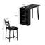 Ensemble de table de salle à manger 3 pièces, ensemble de table de cuisine à hauteur de comptoir pour 2 avec 3 tablettes de rangement, table de bar extensible avec 2 chaises rembourrées pour petits espaces, appartement, noir-263319065