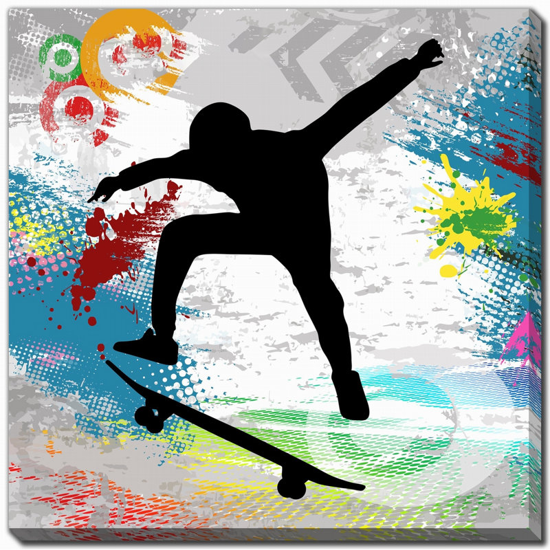 Art mural sur toile Skateboarder in Motion, H 24 po x l 24 po