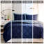 Édredon en duvet synthétique réversible bleu marine + bleu avec fermeture à glissière à motif losanges de 3 m et taies décoratives à fermeture à glissière-119384039-119384034