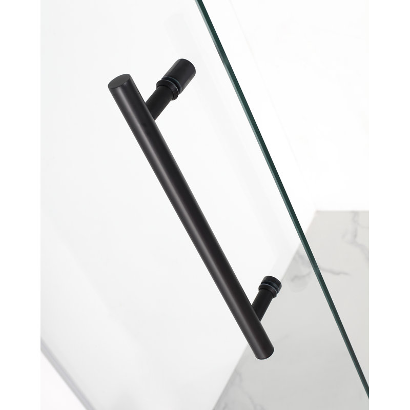 Kinkade 29.75" - 30.25" W x 72" H Frameless Hinged Shower Door, Matte Black