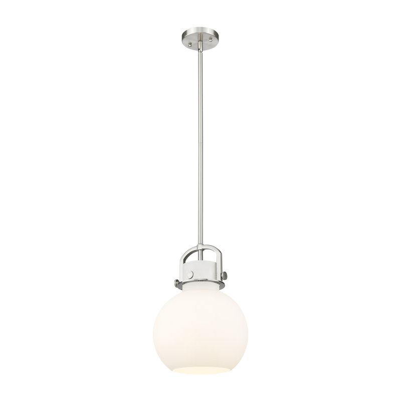 Luminaire suspendu à 1 tige Sligo, Blanc, Nickel satiné, H 13,38 po x l 10 po x P 10 po