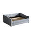 Lit de jour simple gigogne double, lit rembourré gris, dossier orné de boutons, accoudoirs ondulés cloutés en cuivre, coussins en tissu respirant, rembourrage en éponge haute densité, structure solide pour la chambre à coucher-2062439252-2062439255