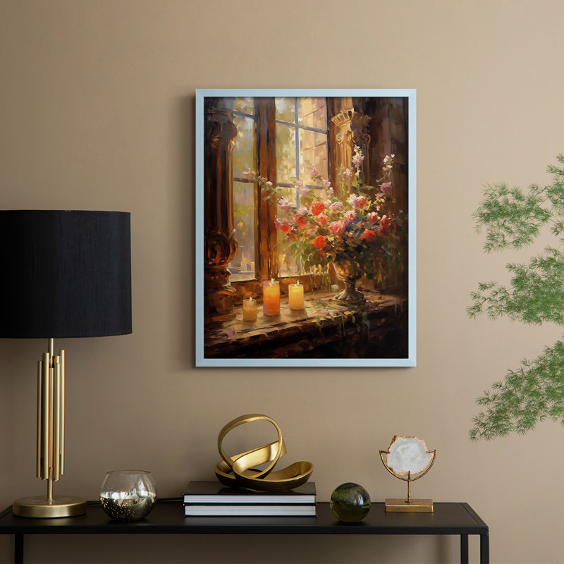 Reproduction encadrée FLORAL Series DCCLXVI - bois massif, Bleu, H 21 po x l 17 po