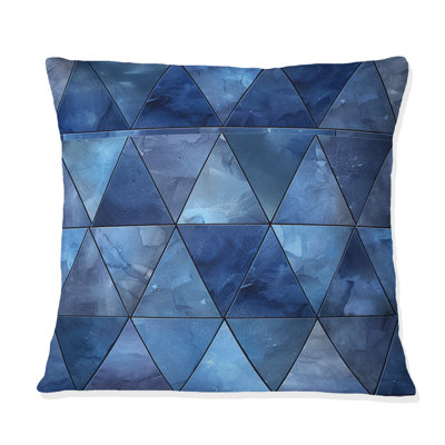 Blue Modern Triangles II - Coussin décoratif moderne